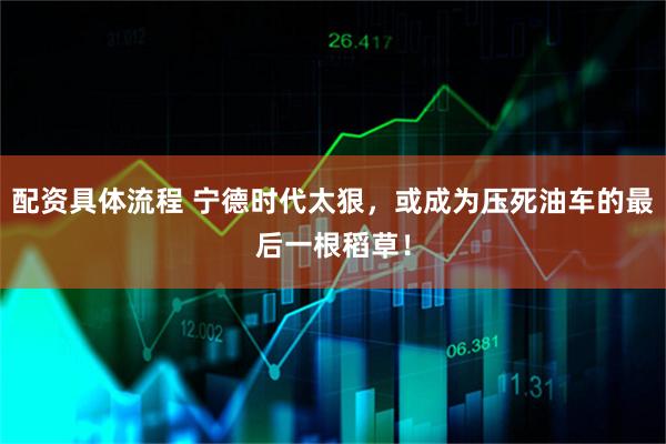 配资具体流程 宁德时代太狠，或成为压死油车的最后一根稻草！